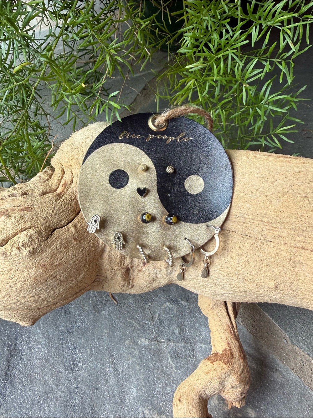 New🌟Free People Black and Cream Yin Yang Earring Set